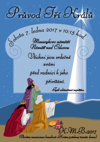 Tři králové v Náměšti n. O. 6. 1. 2017 v 10.15 h