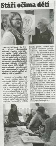 Stáři očima dětí - článek v HN 7. 3. 2017