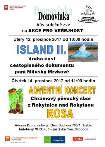 Akce Domovinky v prosinci - Island, koncert ROSA