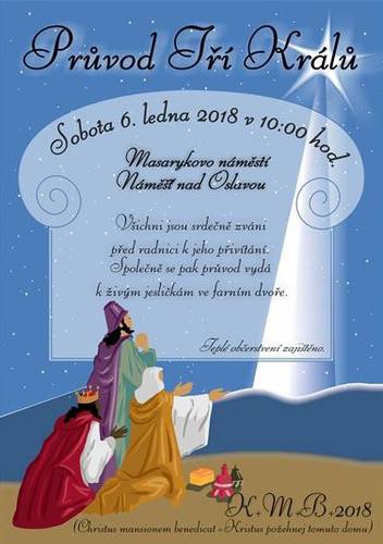 Průvod Tří králů v Náměšti n. O. 6.1.2018