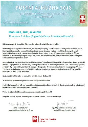 Postní almužna 2018