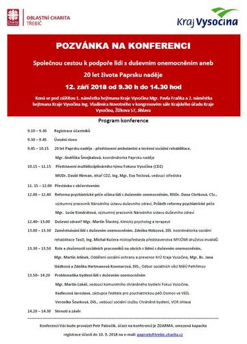 Pozvánka na konferenci 12. 9. 2018