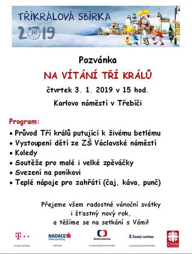 Plakát-Vítání Tří králů 3.1.2019 v Třebíči