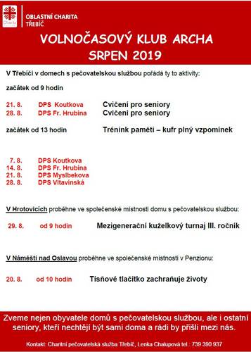Program klubu ARCHA 8 2019